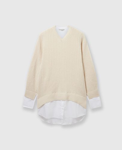 Maglia Camicia Ibrida con Scollo a V, Donna, , Taglia: M - Stella McCartney - Modalova