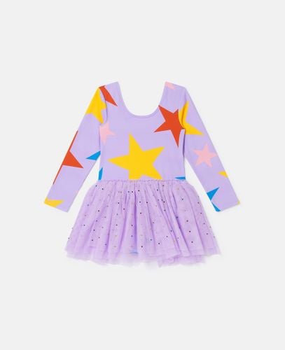 Abito a Maniche Lunghe con Gonna in Tulle e Stampa Stelle, Donna, , Taglia: 8 - Stella McCartney - Modalova