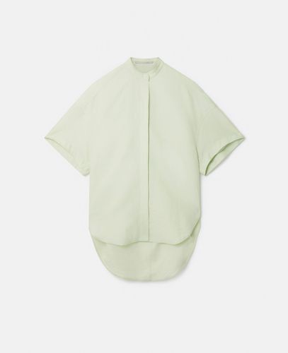 Linen-Cotton Oversized Collarless Shirt, Woman, , Size: 46 - Stella McCartney - Modalova