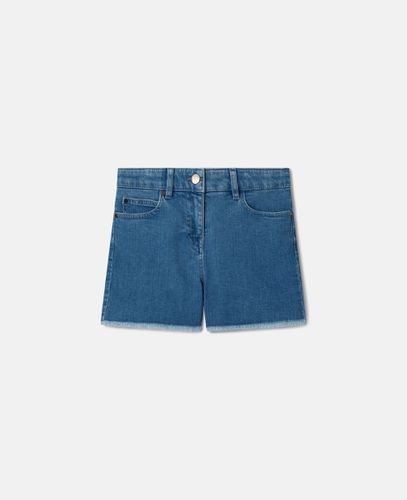 Shorts in denim elasticizzato con toppa a cuore sfrangiata, , Taglia: 14h - Stella McCartney - Modalova