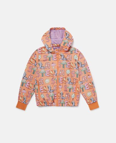 Stella Woodland Lettering Hooded Raincoat, , Size: 4 - Stella McCartney - Modalova