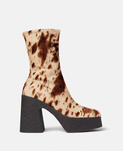 Skyla Appaloosa Print Velvet Chunky Platform Ankle Boots, Woman, , Size: 41 - Stella McCartney - Modalova