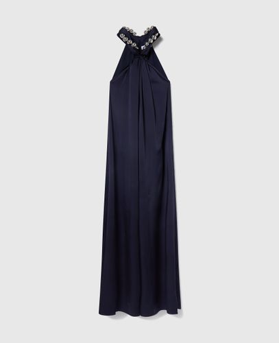 Maxikleid aus Satin mit Kugelkette und Neckholder, Frau, , Größe: 42 - Stella McCartney - Modalova