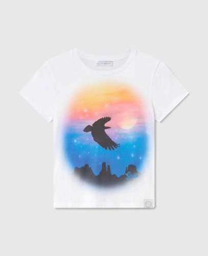 T-Shirt Aderente con Grafica Aerografata, Donna, , Taglia: M - Stella McCartney - Modalova