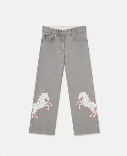 Jeans in Denim con Applicazioni Cavallo, Donna, , Taglia: 4 - Stella McCartney - Modalova