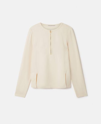 Blusa Arlesa con zip e doppio orlo diviso, Donna, , Taglia: 38 - Stella McCartney - Modalova