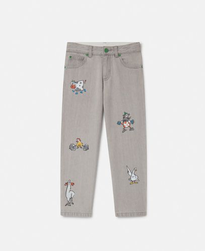 Jeans in Denim Ricamo Animale, Donna, , Taglia: 10 - Stella McCartney - Modalova