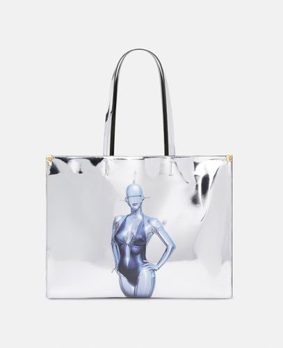 Borsa tote specchiata effetto cromato con stampa Sexy Robot, Donna - Stella McCartney - Modalova