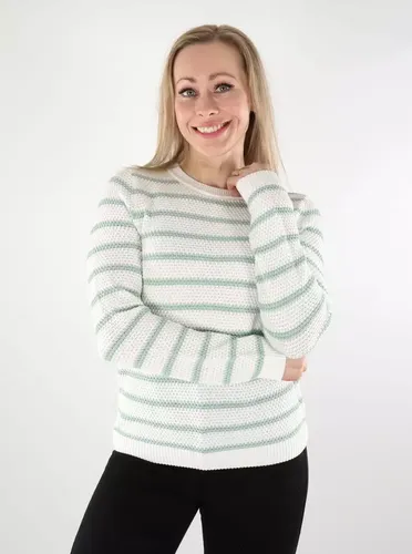 Damen gestreifter Pullover Streifen Weiß Alyssum/Silt Grün - Vila - Modalova