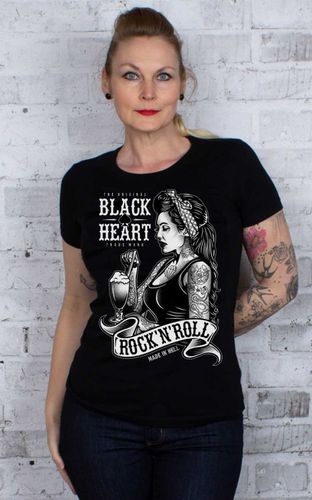 Black Heart T-Shirt - PinUp Shake #S - Rockabilly Rules (DACH) - Modalova