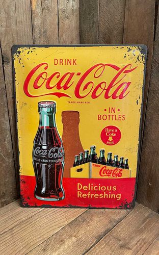 Blechschild 30 x 40cm Coca-Cola - In Bottles Yellow - Nostalgic Art - Modalova