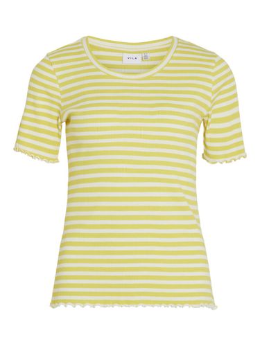 Striped Short Sleeved Top - Vila - Modalova