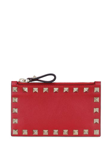 Rockstud Leather Card Holder - VALENTINO GARAVANI - Modalova