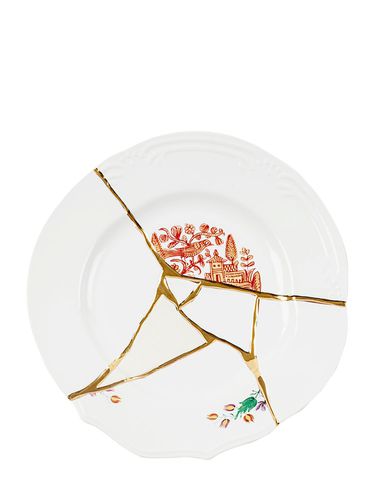 Piatto Piano Kintsugi In Porcellana - SELETTI - Modalova