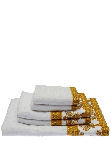 Set Of 5 Barocco & Robe Cotton Towels - VERSACE - Modalova