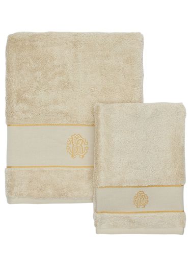 Set Of 2 New Gold Towels - ROBERTO CAVALLI - Modalova