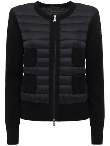 Cardigan Imbottito In Lana Vergine Con Zip - MONCLER - Modalova