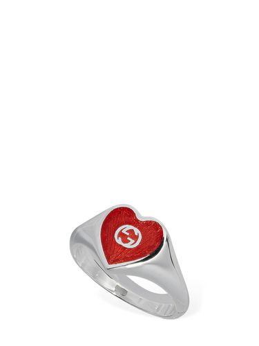 Anillo Con Corazón Esmaltado Y Logo - GUCCI - Modalova