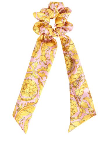 Baroque Printed Silk Twill Scrunchie - VERSACE - Modalova