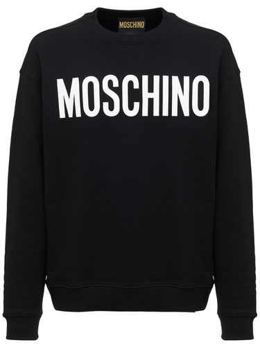 Logo Print Cotton Crewneck Sweatshirt - MOSCHINO - Modalova