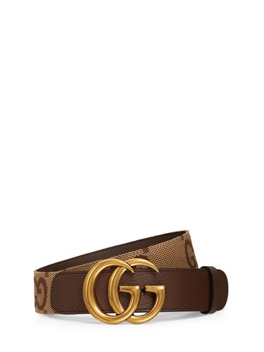 Cinturón Gg De Lona Y Piel 4cm - GUCCI - Modalova