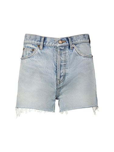 Enge Shorts Aus Baumwolldenim - SAINT LAURENT - Modalova