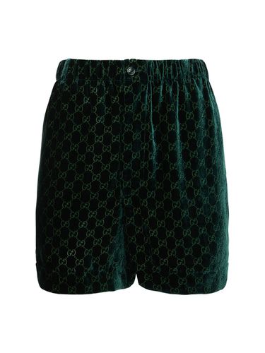 Shorts Cortos De Terciopelo Con Logo - GUCCI - Modalova