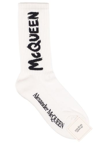 Calcetines De Algodón Con Logo Graffiti - ALEXANDER MCQUEEN - Modalova