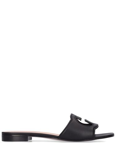 Mm Gg Cutout Leather Slide Sandals - GUCCI - Modalova