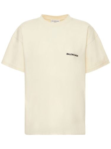 Camiseta Medium Fit De Algodón Bordada - BALENCIAGA - Modalova