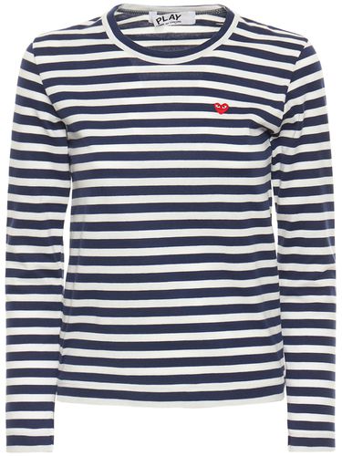 Striped Logo Cotton T-shirt - COMME DES GARÇONS PLAY - Modalova