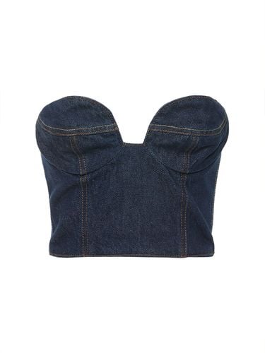 Cropped Cotton Denim Corset Top - MAGDA BUTRYM - Modalova