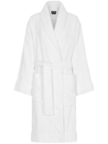 Cotton Terry Jacquard Bath Robe - DOLCE & GABBANA - Modalova