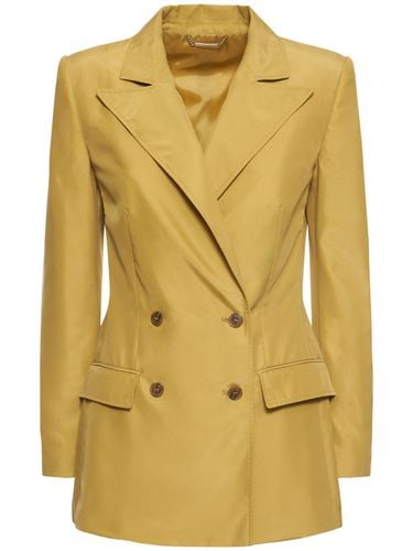 Habotai Silk Double Breasted Blazer - ALBERTA FERRETTI - Modalova