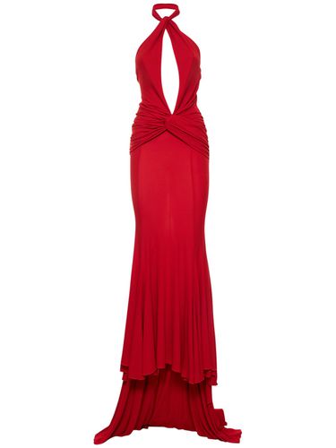 Draped Jersey Long Dress W/ Halter Neck - BLUMARINE - Modalova