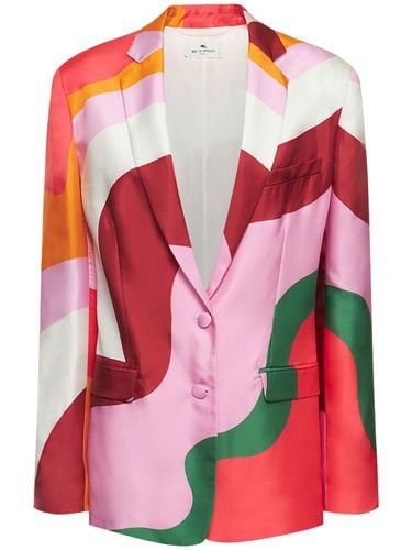 Silk Satin Printed Blazer Jacket - ETRO - Modalova