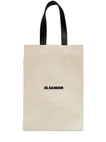 Bolso Tote De Lino Y Lona Con Logo - JIL SANDER - Modalova