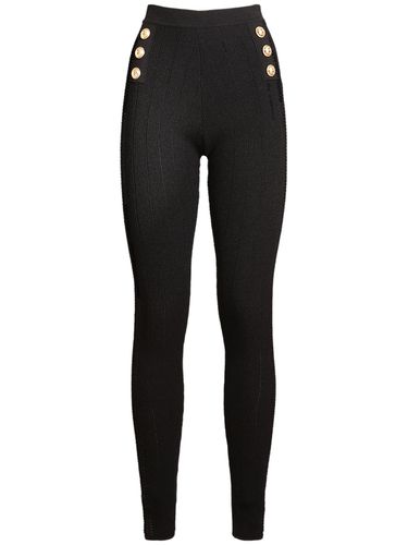 Leggings De Punto Con Cintura Alta Y Botones - BALMAIN - Modalova