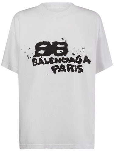 Camiseta Medium Fit De Algodón - BALENCIAGA - Modalova