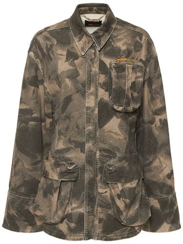 Cotton Denim Military Print Field Jacket - BLUMARINE - Modalova