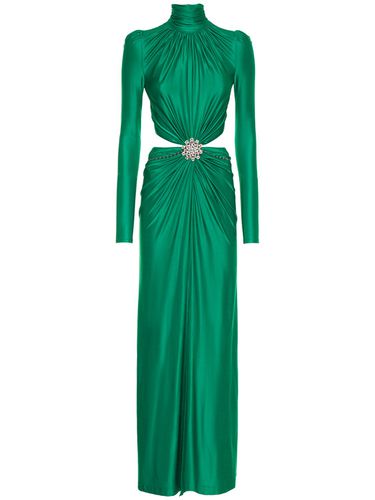 Shiny Jersey Cutout Long Dress W/ Brooch - RABANNE - Modalova