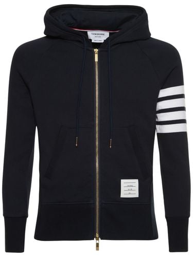 Zip-up Stripes Cotton Sweatshirt Hoodie - THOM BROWNE - Modalova