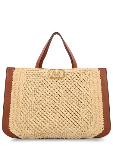 Bolso Tote Vlogo Signature De Rafia Crochet - VALENTINO GARAVANI - Modalova