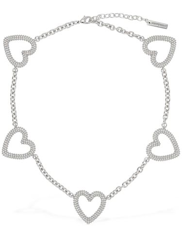 Multiple Crystal Heart Collar Necklace - MACH & MACH - Modalova