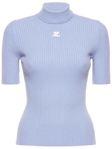 Knit Viscose Blend Logo Top - COURREGES - Modalova