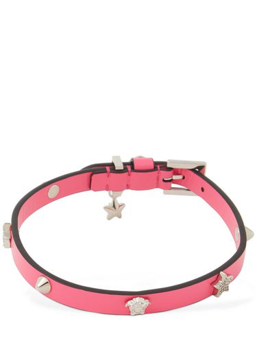 Medusa Adjustable Leather Choker - VERSACE - Modalova