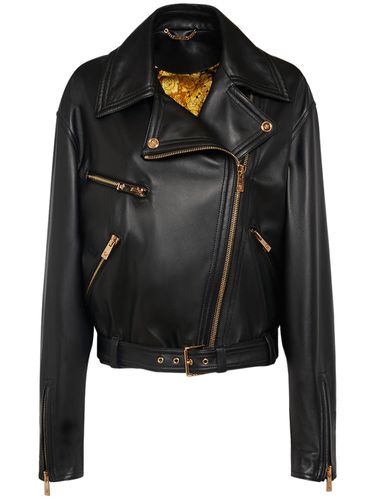 Chaqueta Biker De Piel - VERSACE - Modalova