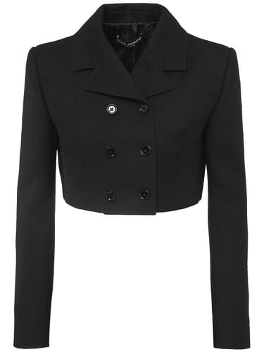 Blazer Cropped Doppiopetto In Crepe Di Lana - DOLCE & GABBANA - Modalova