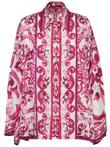 Maiolica Print Silk Twill Kimono Shirt - DOLCE & GABBANA - Modalova