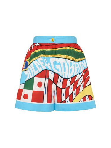 Carretto Printed Cotton Mini Shorts - DOLCE & GABBANA - Modalova